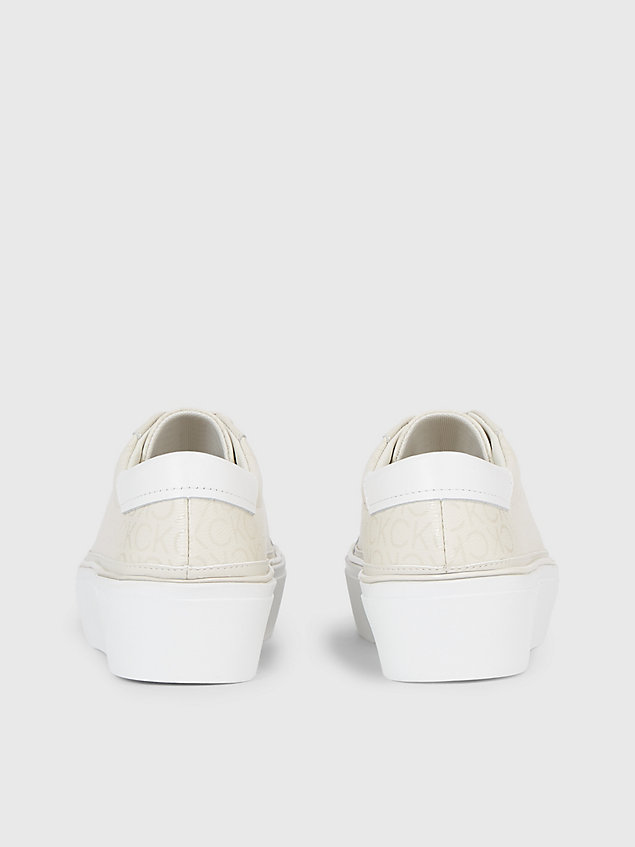 white buty sportowe na platformie z logo dla kobiety - calvin klein