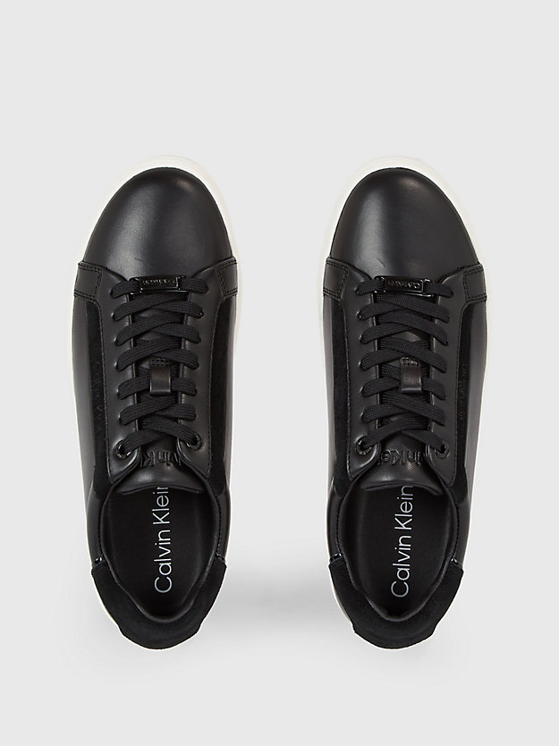 ck black leder-sneakers für damen - calvin klein