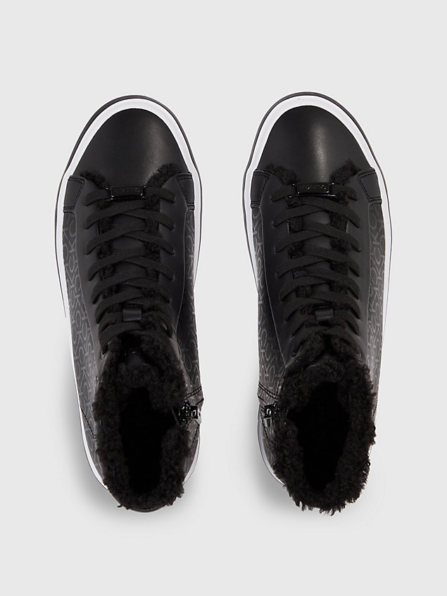 black buty sportowe za kostkę ze sztucznej skóry dla kobiety - calvin klein