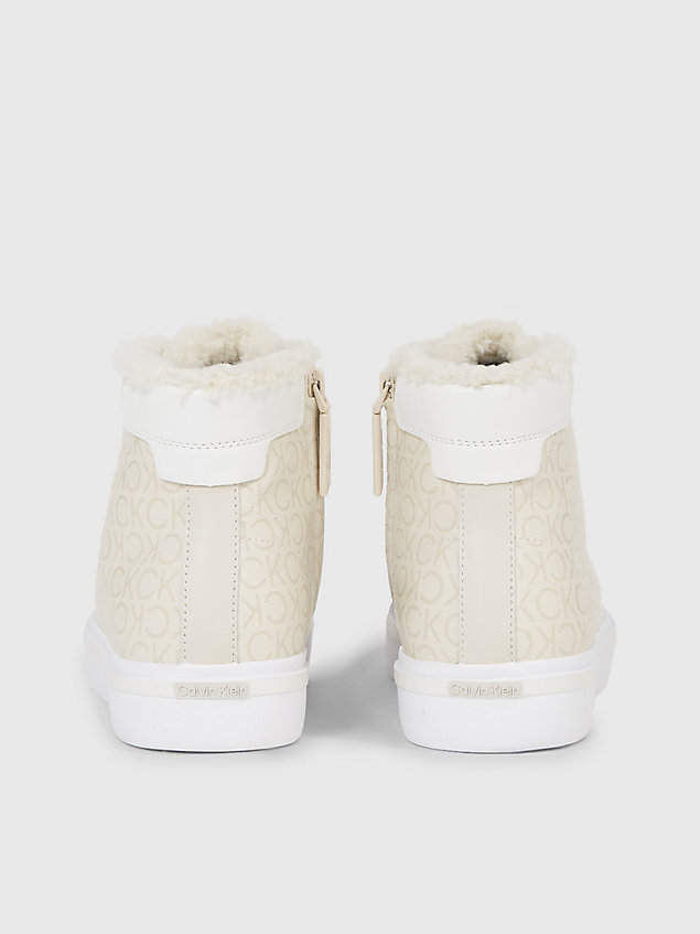 white buty sportowe za kostkę ze sztucznej skóry dla kobiety - calvin klein