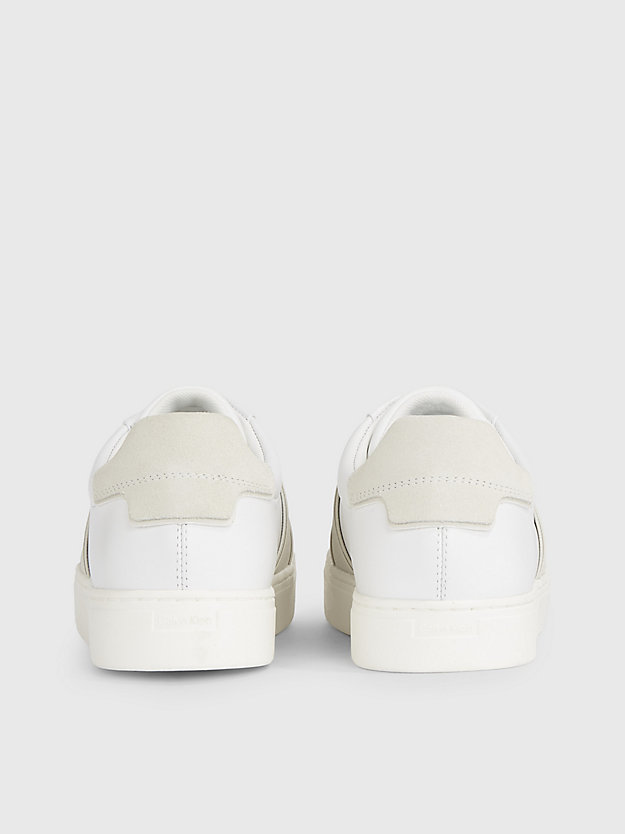 white / dk ecru leather slip-on shoes for women calvin klein
