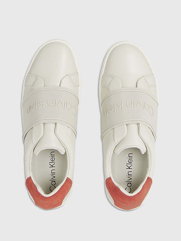dk ecru leather slip-on shoes for women calvin klein