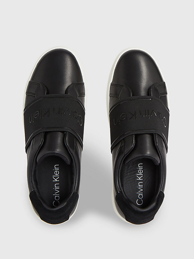 black leather slip-on shoes for women calvin klein