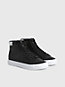black/white leather high-top trainers for women calvin klein