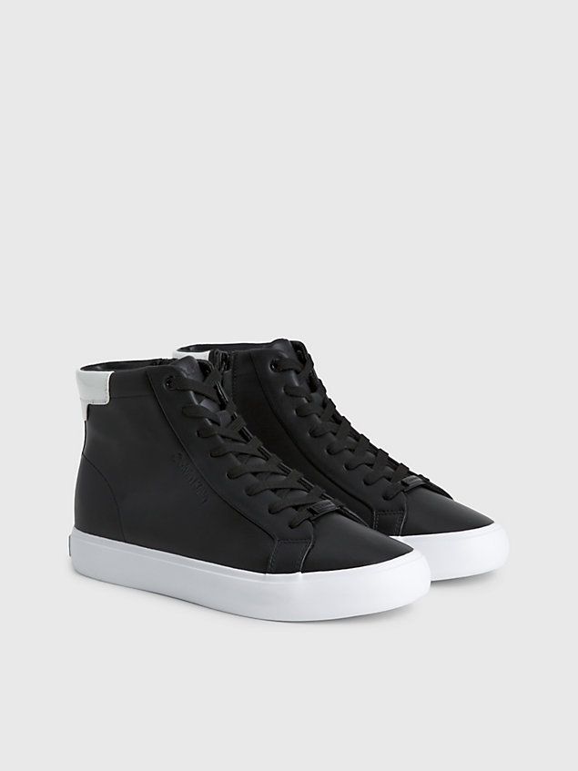 black leather high-top trainers for women calvin klein
