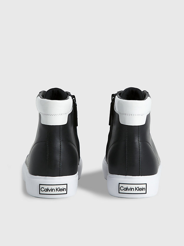 black / white skórzane buty sportowe za kostkę dla kobiety - calvin klein