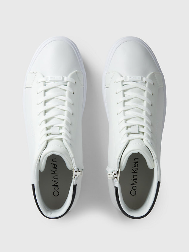 white leather high-top trainers for women calvin klein