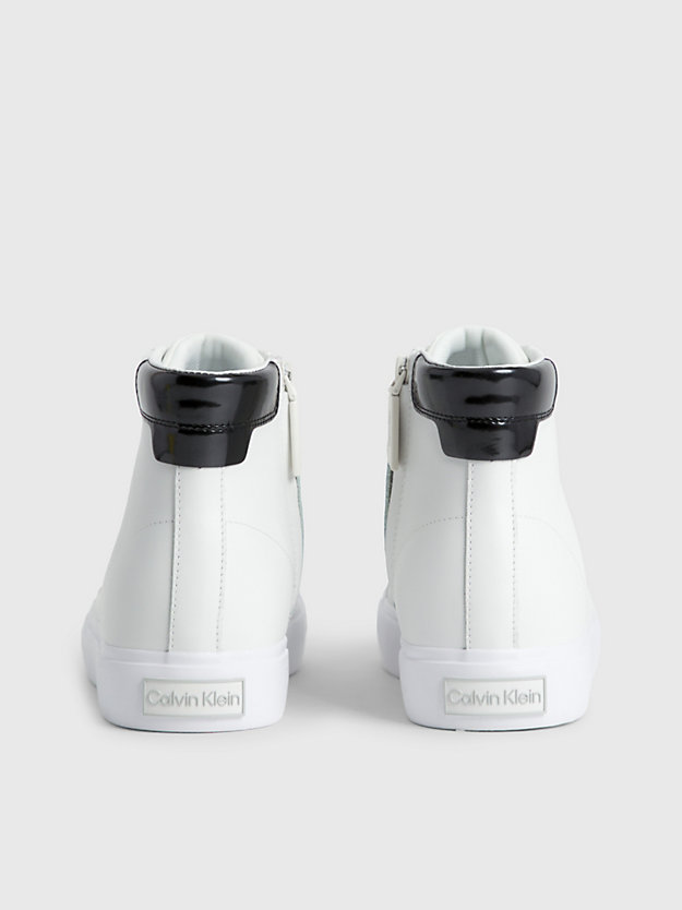 white/black skórzane buty sportowe za kostkę dla kobiety - calvin klein