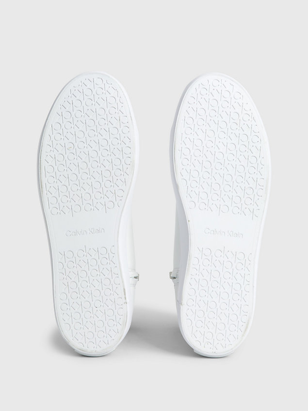 white skórzane buty sportowe za kostkę dla kobiety - calvin klein