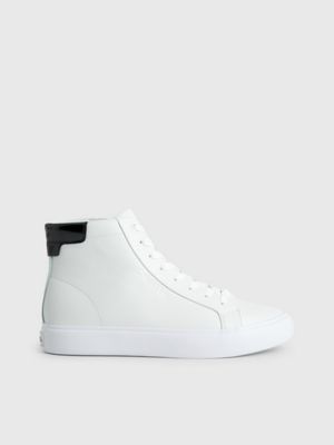 White leather store high top trainers