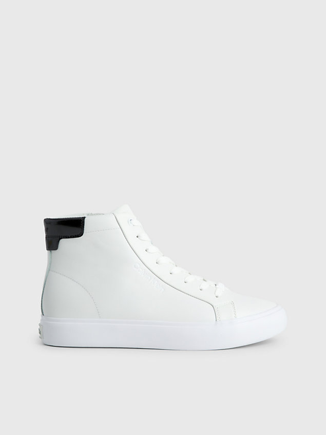 white leather high-top trainers for women calvin klein