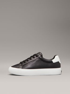 black/white leather trainers for women calvin klein