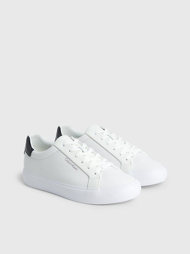 white/black leder-sneakers für damen - calvin klein