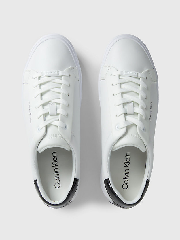 white/black leren sneakers voor dames - calvin klein