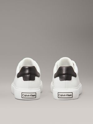 white / black leather trainers for women calvin klein