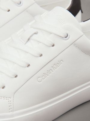 white / black leather trainers for women calvin klein