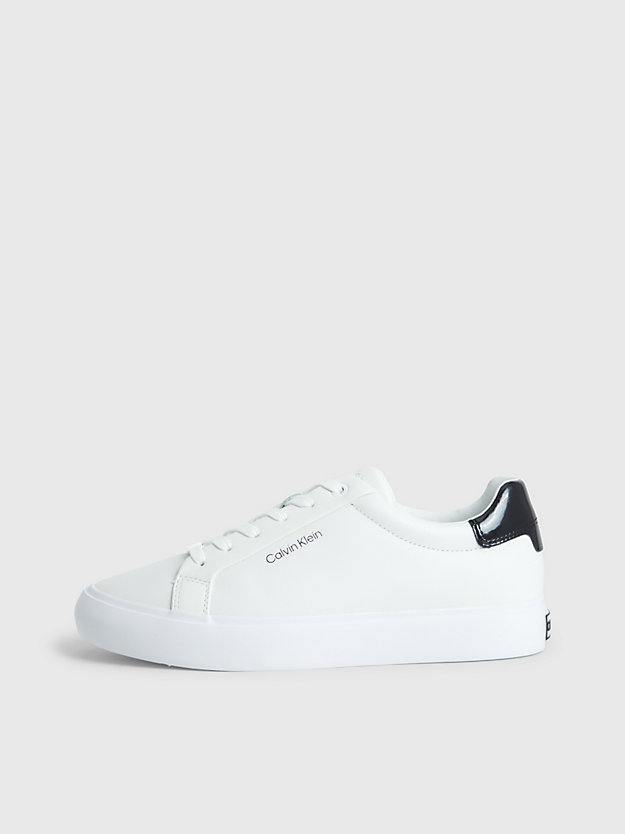 white/black leren sneakers voor dames - calvin klein
