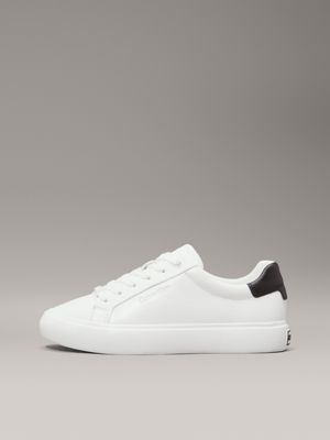 white / black leather trainers for women calvin klein