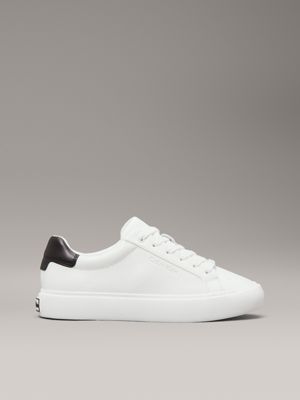 white / black leather trainers for women calvin klein