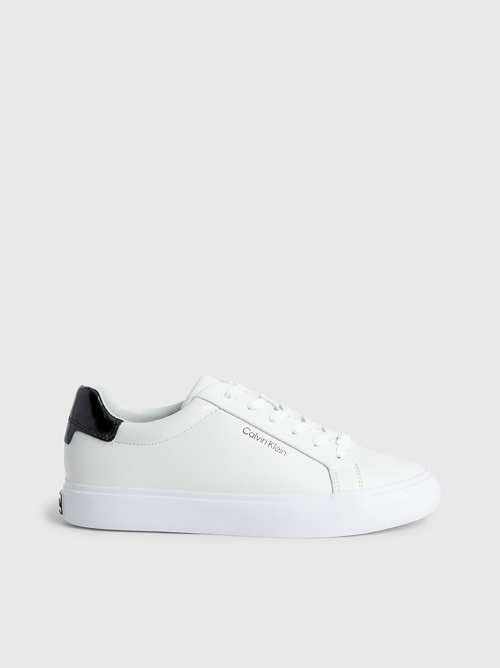 WHITE/BLACK Leather Trainers undefined women Calvin Klein