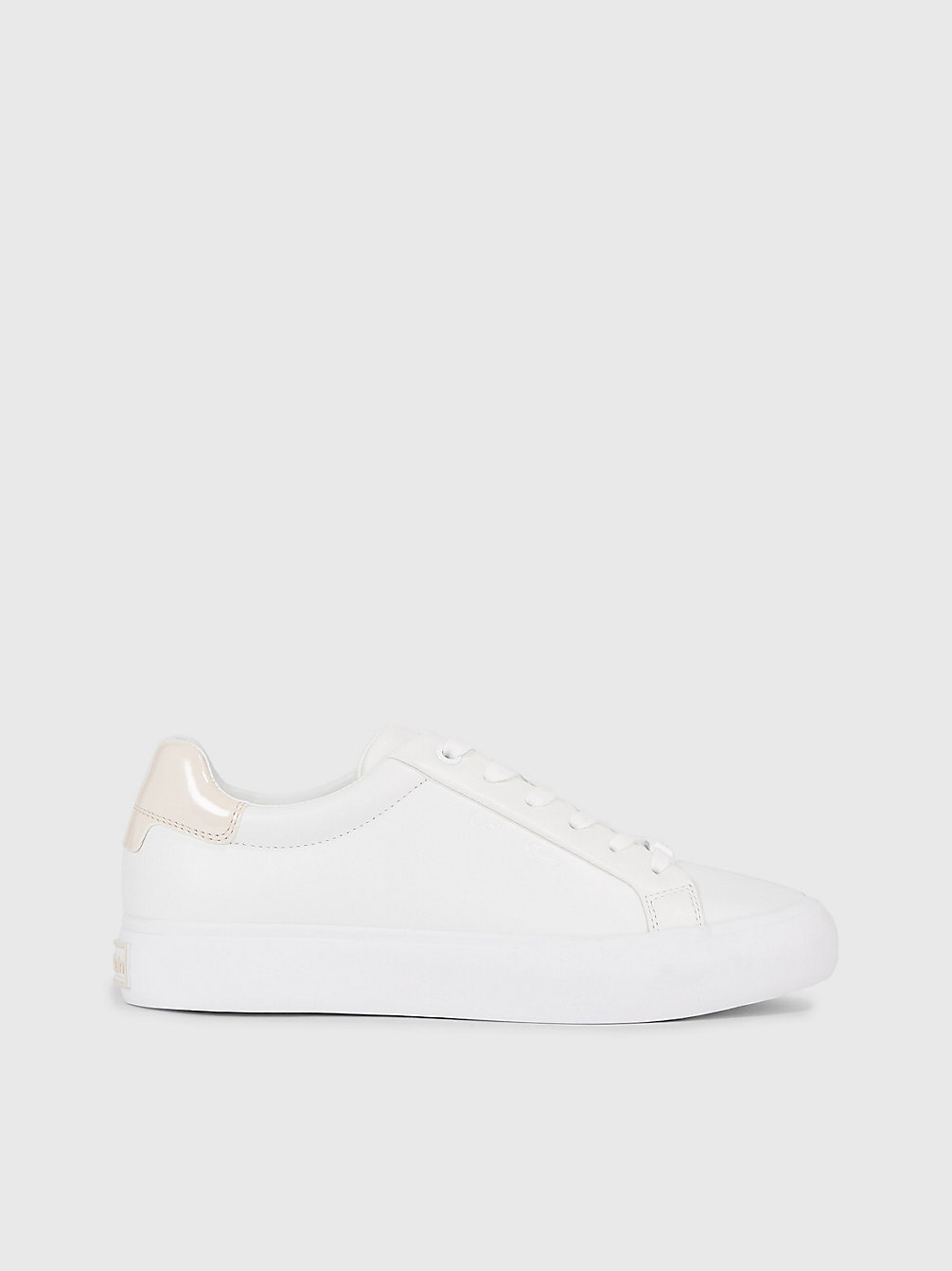 WHITE / CRYSTAL GRAY Leather Trainers undefined women Calvin Klein