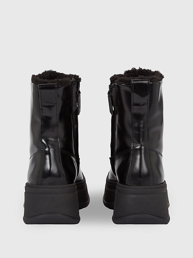 bottes en cuir avec semelle compensée ck black pour femmes calvin klein