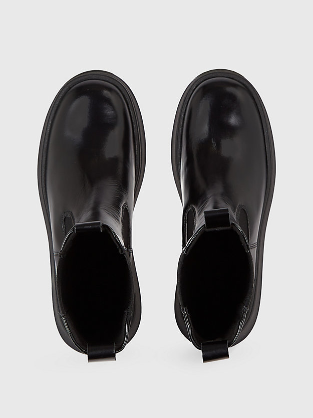 ck black leren plateau chelsea boots voor dames - calvin klein