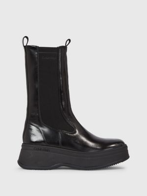 Leather Platform Chelsea Boots