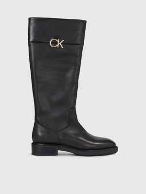 Calvin klein black on sale knee high boots