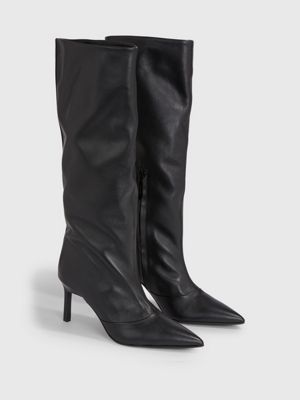 Leather stiletto hot sale boots