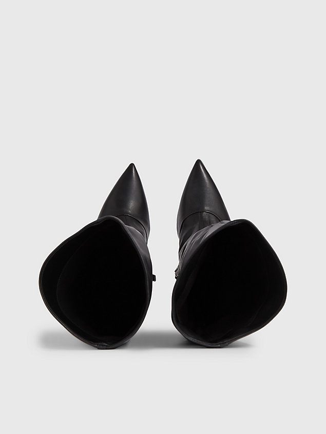 black skórzane botki na szpilkach dla kobiety - calvin klein