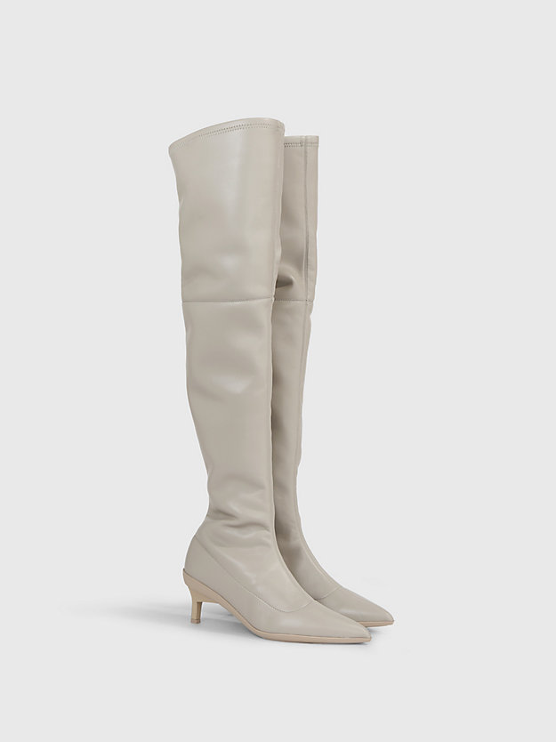 medium taupe stiletto-overknee-boots für damen - calvin klein