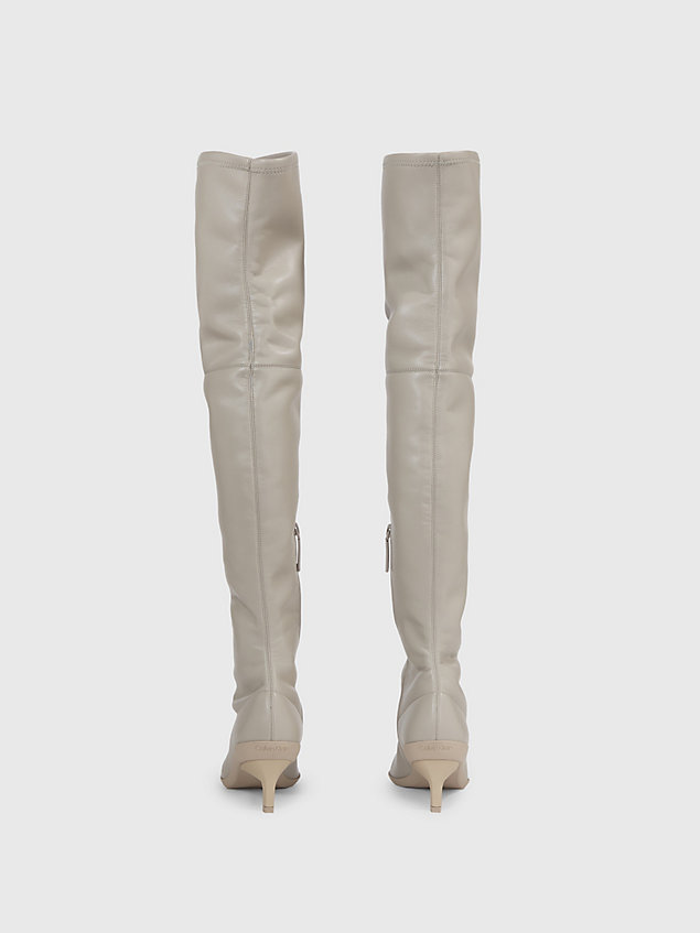 khaki stiletto over-the-knee boots for women calvin klein
