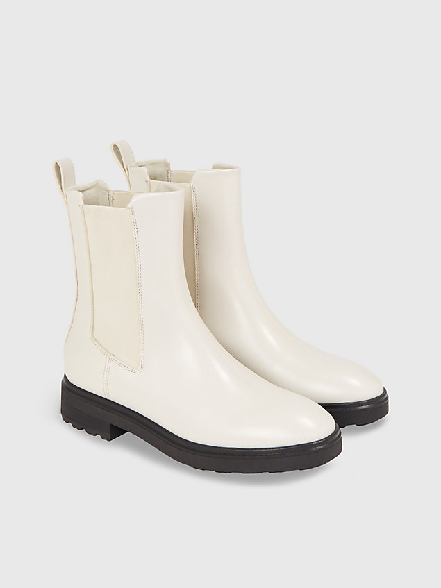 beige leather chelsea boots for women calvin klein