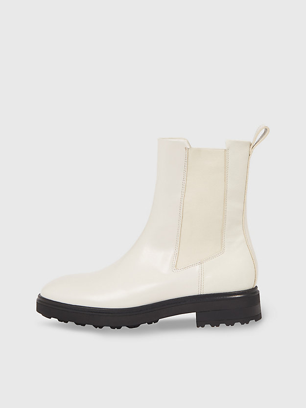 dk ecru leather chelsea boots for women calvin klein