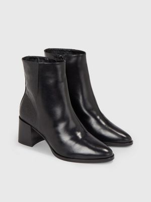 Leather Heeled Ankle Logo Boots Calvin Klein® | HW0HW01701BEH