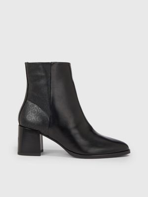 Leather Heeled Ankle Logo Boots Calvin Klein® | HW0HW01701BEH