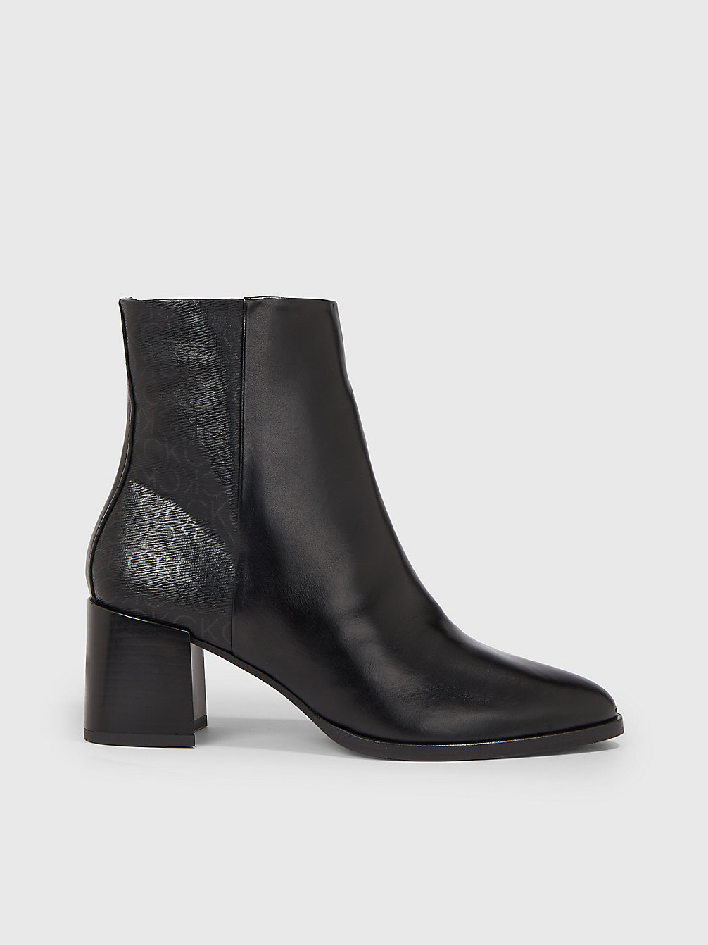 CK BLACK Ankle-Logo-Boots Mit Absatz Aus Leder undefined Damen Calvin Klein