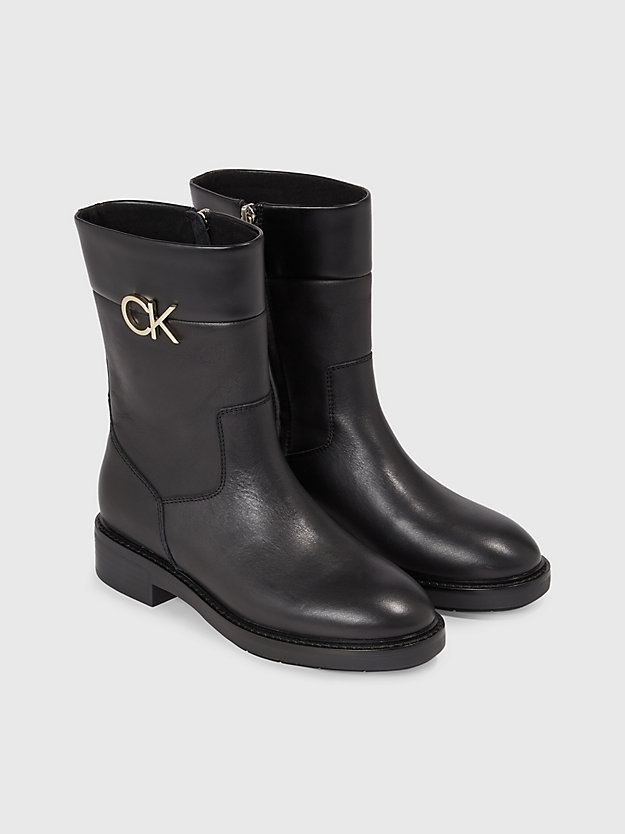 ck black leather boots for women calvin klein