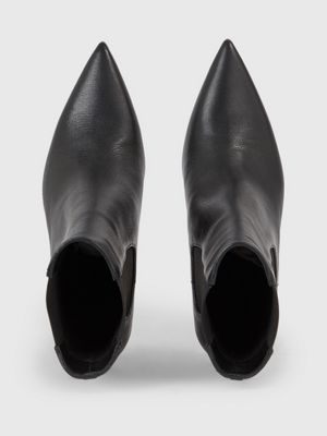 ck black stiletto-chelsea-boots aus leder für damen - calvin klein