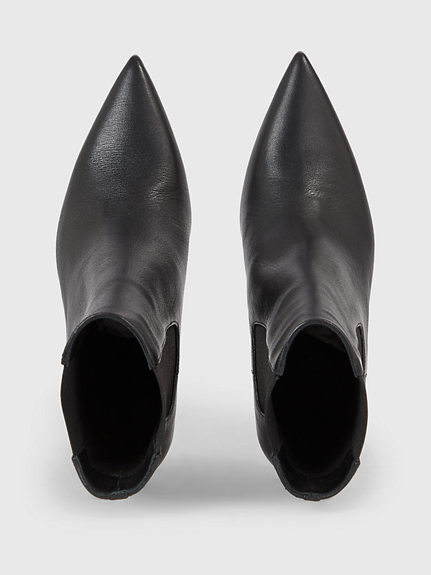 ck black leather stiletto chelsea boots for women calvin klein