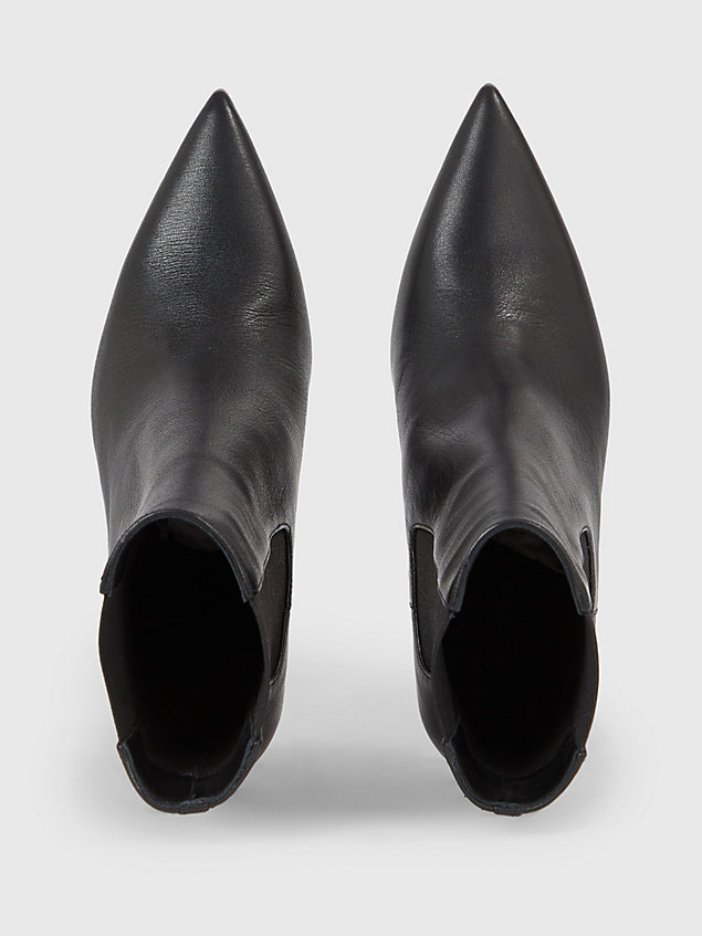 black leather stiletto chelsea boots for women calvin klein
