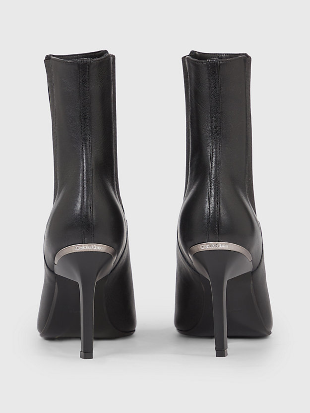 ck black leather stiletto chelsea boots for women calvin klein