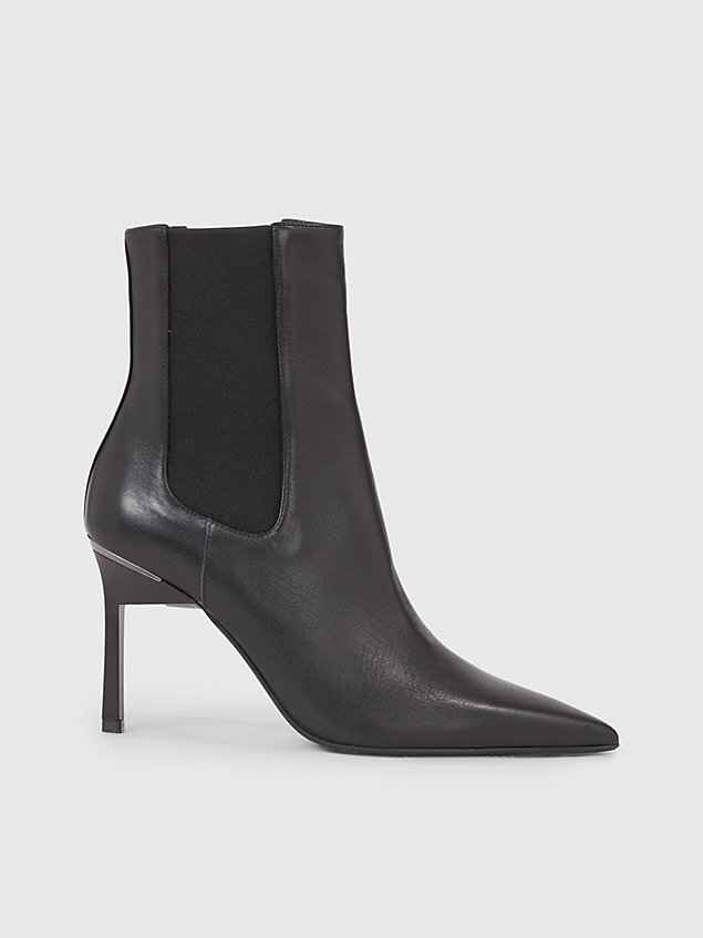 black leather stiletto chelsea boots for women calvin klein