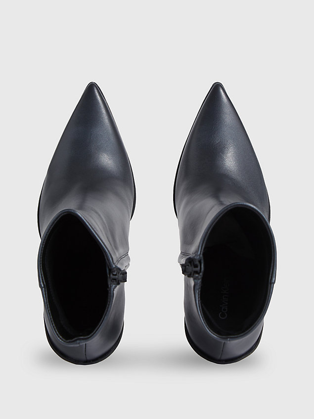 black skórzane buty za kostkę na koturnie dla kobiety - calvin klein