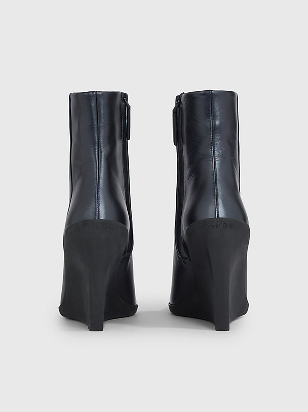 ck black ankle-boots aus leder mit keilabsatz für damen - calvin klein