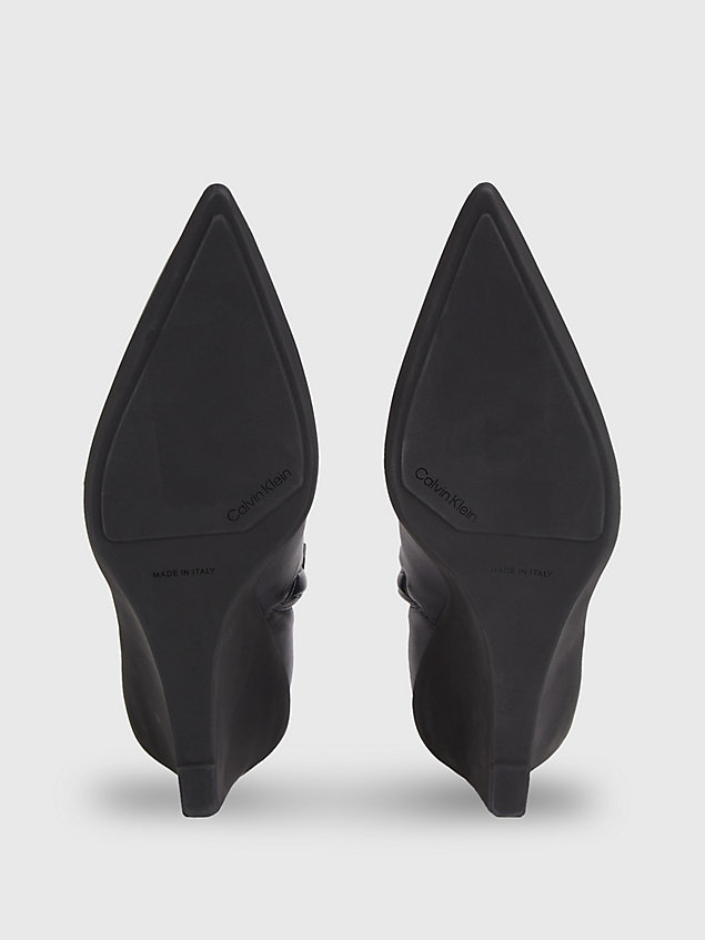 black ankle-boots aus leder mit keilabsatz für damen - calvin klein