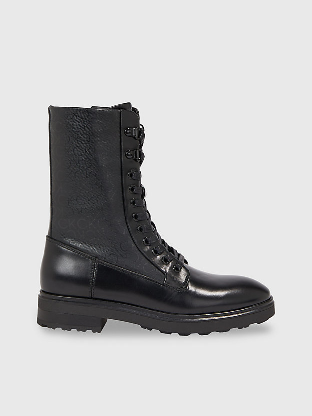 ck black leder-boots für damen - calvin klein