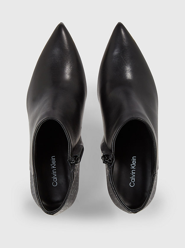 ck black leather stiletto logo boots for women calvin klein