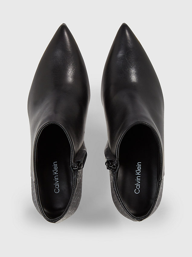 black leather stiletto logo boots for women calvin klein